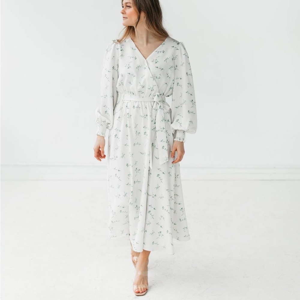 Floral White Midi Dress